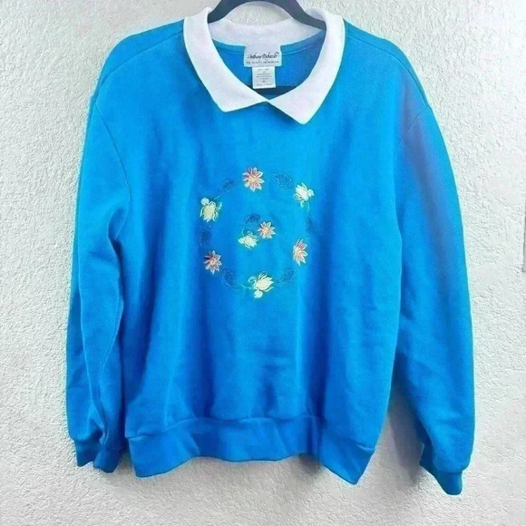 90’s Vintage Anthony Richard’s Blue Collared Sweater - Size XL - Picture 1 of 4